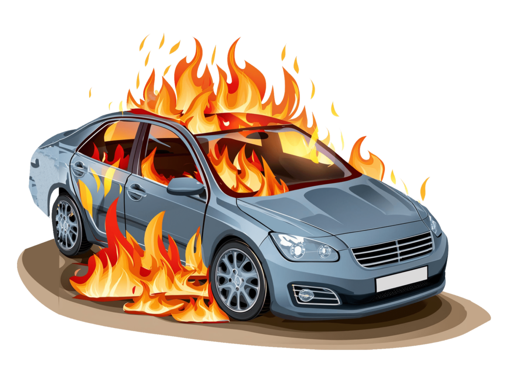 buring-car